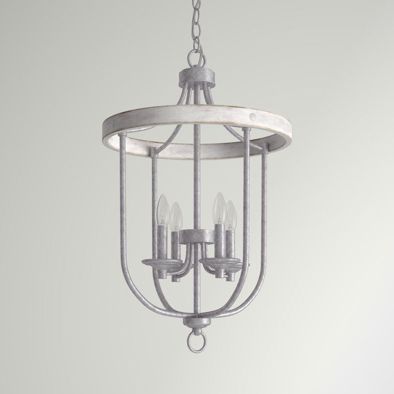 Lustre géométrique unique à 4 lumières Kingsley, Galvanisé