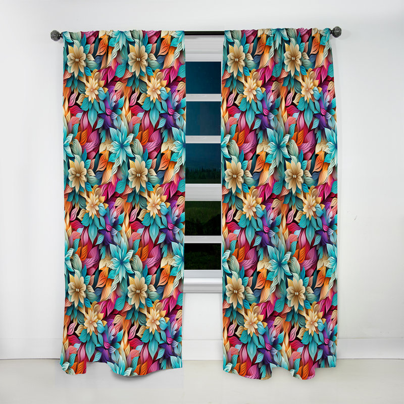 Motif éclectique de style mandala boho I - Rideau floral - Rideau floral obscurcissant - 1 panneau, L 52 po x L 120 po