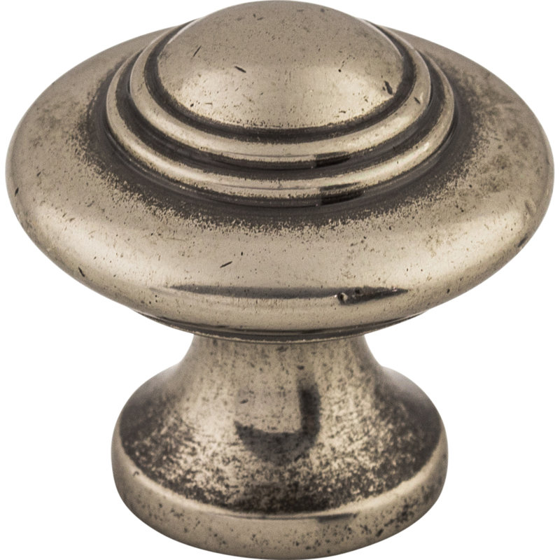 Pewter Round Mushroom Handle Knob with Mounting Hardware