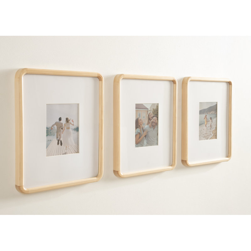 Inglewood Rounded Rectangle Wood Frame Set, Beige, 5" W x 7" H