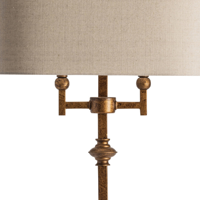 36.5" Metal Table Lamp With Oatmeal Shade