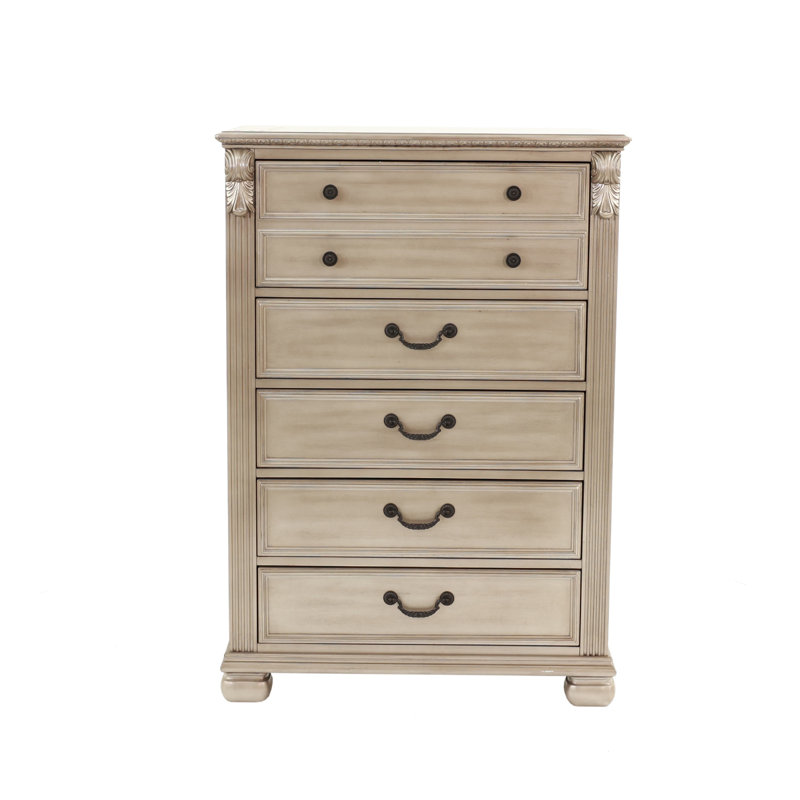 Commode 1 pièce avec tiroirs et meubles de chambre à coucher de style classique, Argent antique
