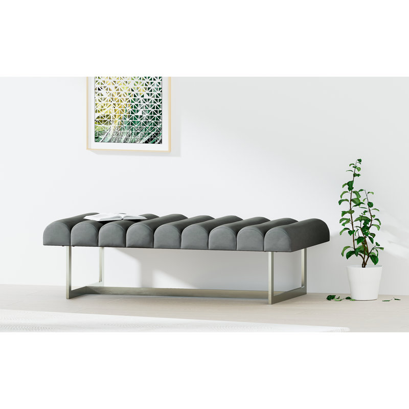 Banc de rangement Emilian, Gris, Argent