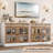 35.4 in Sideboard Buffet Cabinets with Glass Door, Buffet Cabinet with Storage, White Sideboard Cabinet with Drawer-645795815