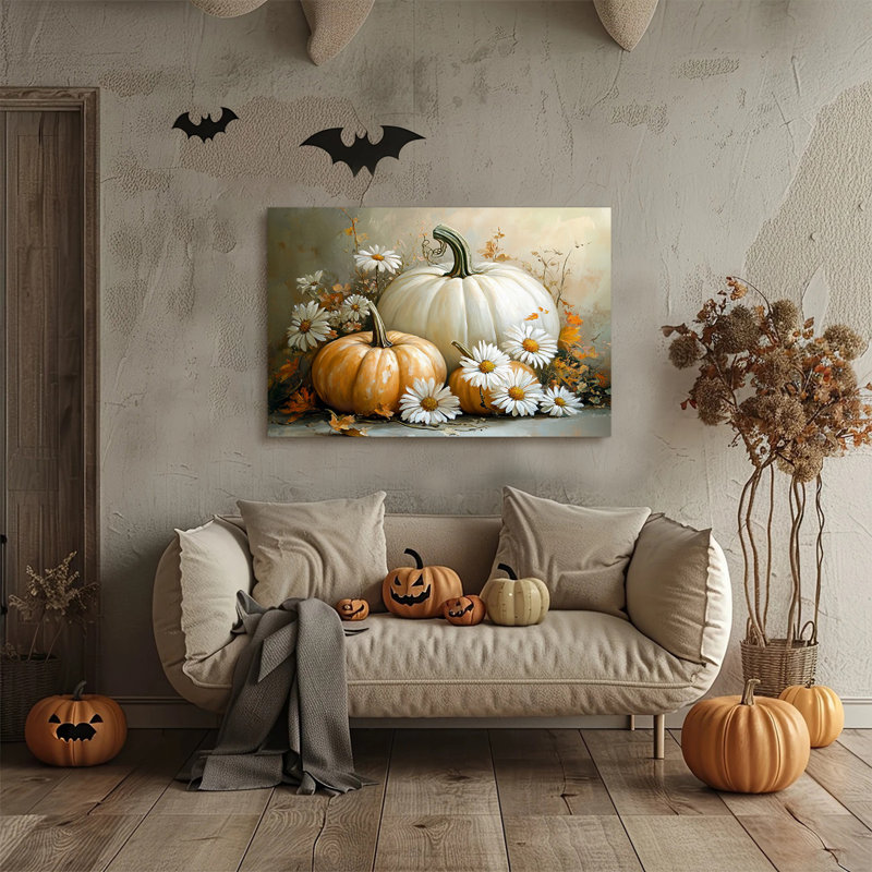 Art mural rétro de citrouille d'Halloween, H 12 po x l 16 po