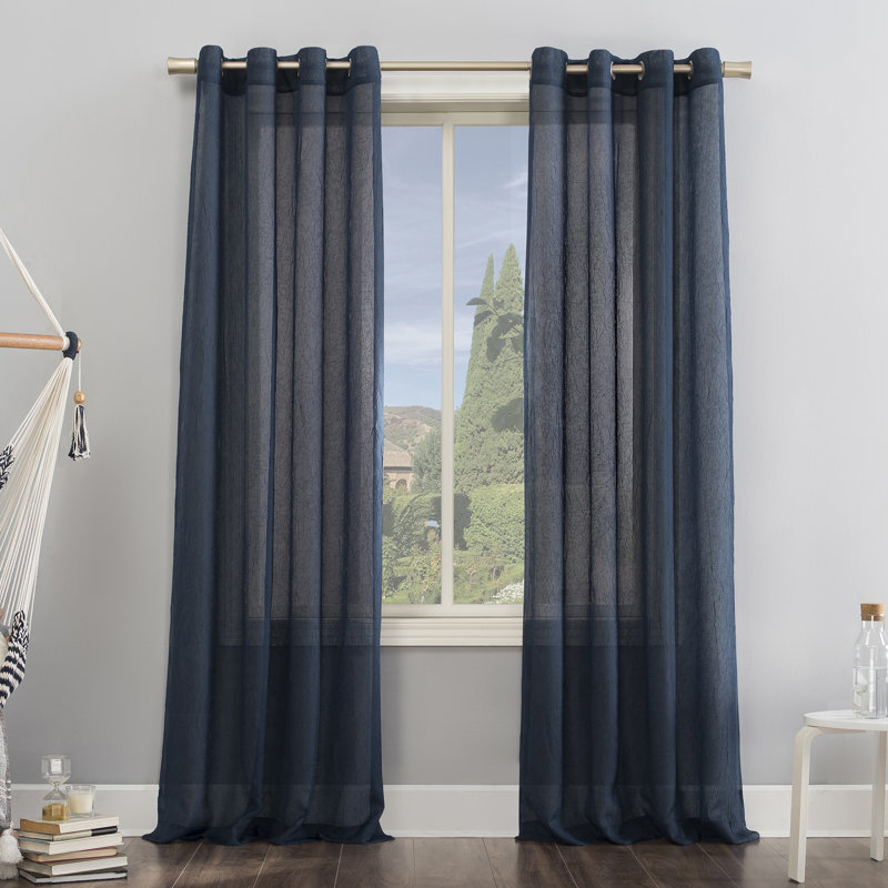 Ciaran Crushed Sheer Voile Grommet Curtain Panel, 51" W x 63" L, Willow