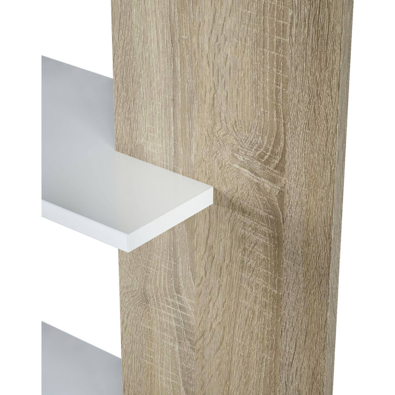 Bookcase Columbia, Double-Sided Bookcase With 5 Shelves, Divider Shelf, 90X25H180 Cm, White/Oak Laminate