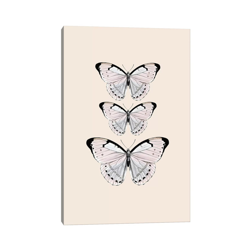 Papillion Beige 1 Piece Wrapped Canvas Painting, 20.32 cm H x 30.48 cm W