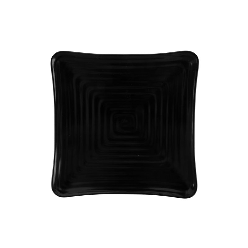 Assiette à hors-d'œuvre carrée texturée en mélamine GET, 8,75 po, Noir