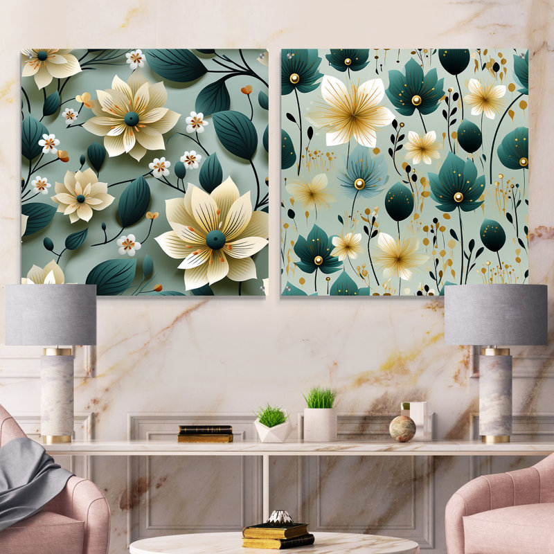 Elyes - Ensemble de 2 art mural en verre acrylique, H 16 po x l 33 po