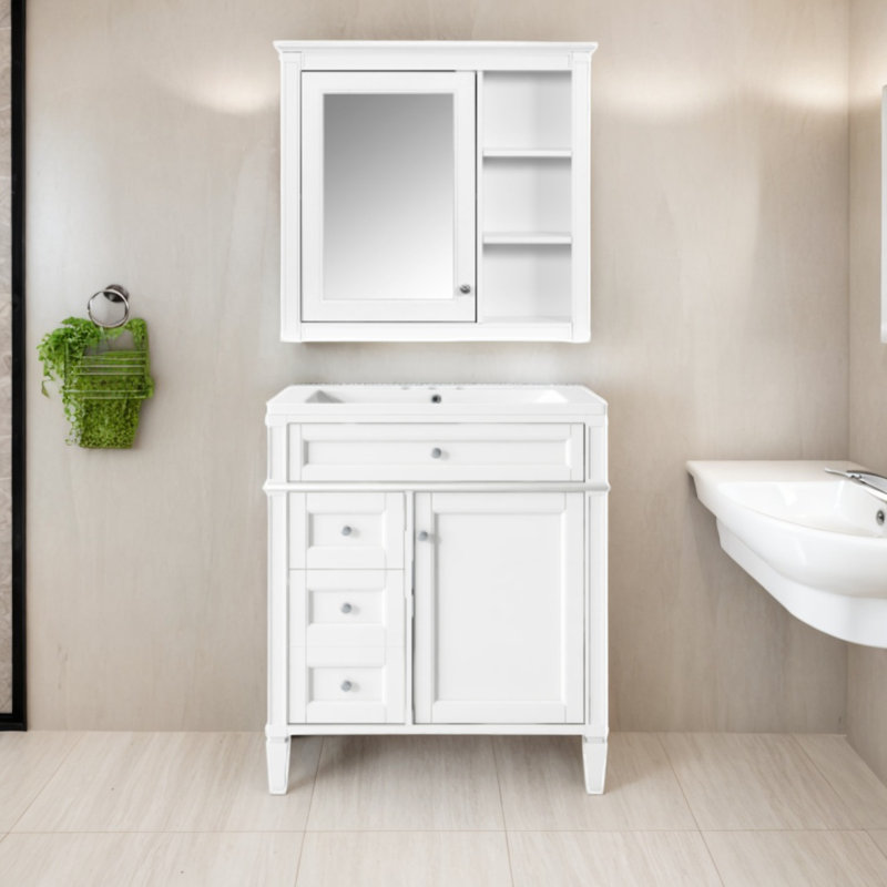 Ensemble de meuble-lavabo simple avec plateau Desmir, Blanc