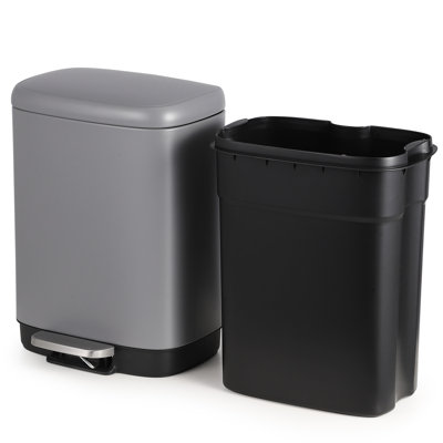 3.2 Gal. Step Trash Can, Stainless Steel Fingerprint Resistant Waste Bin with Soft Close Lid, Removable Inner Bucket, Hands-Free Pedal Garbage Can for Bathroom, Kitchen, Office