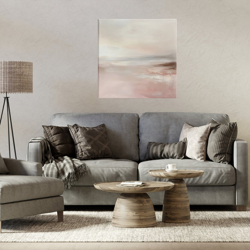Toile «Mute Landscape Pink Tides», conception par Petal Prints Design, H 24 po x l 24 po