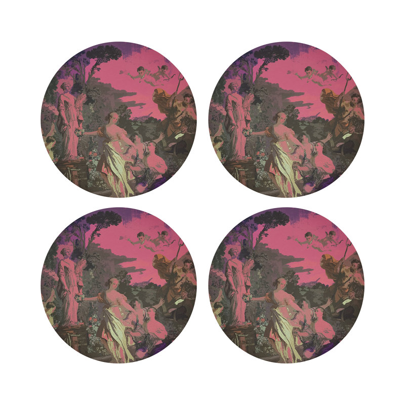 Cyprus Picnic Pebble 16" Vinyl Placemat, Pink