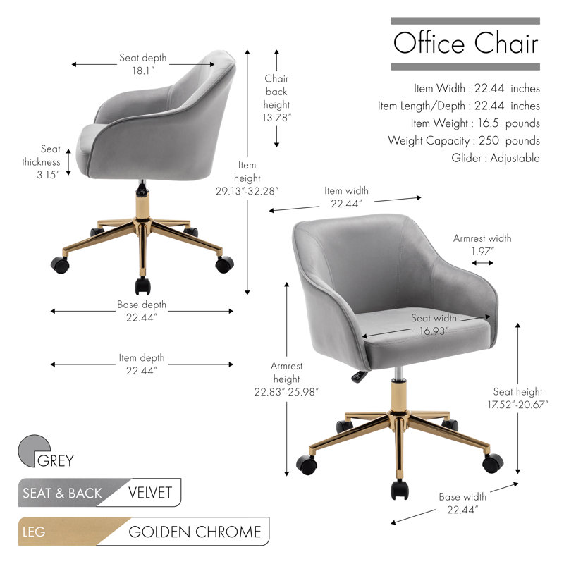 Chaise de bureau Centrahoma, Gris