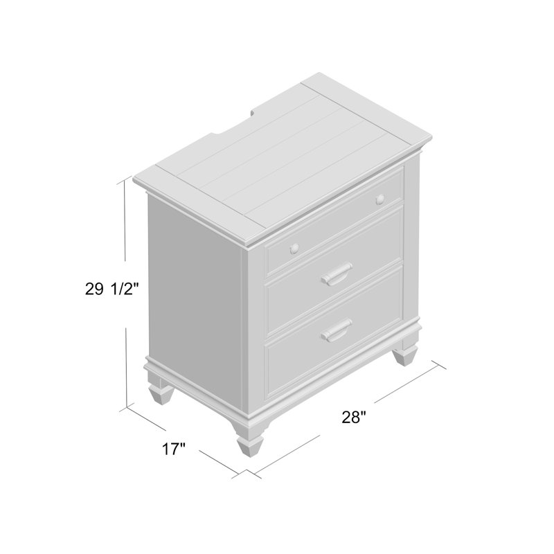 Traditional White and Charcoal 3-Drawer Nightstand