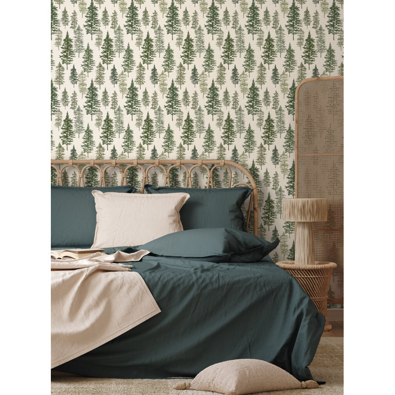 Carreau de papier peint adhésif Cleres, Vert, L 2 pi x H 18 pi