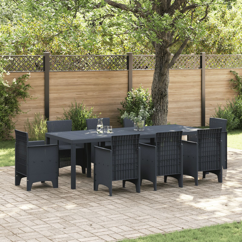 Table de jardin en rotin poly 98,43 x 39,37 x 28,74 po vidaXL Anthracite, Anthracite, H 28,7 po x l 98,4 po x P 39,4 po