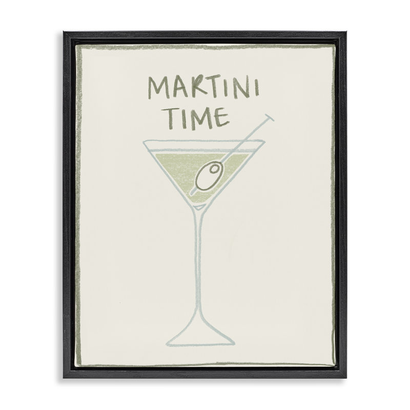 Cadre flottant Minimal Martini Time, design par Grace Popp, Cadre flottant noir de jais, H 21 po x l 17 po