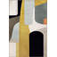 Tapis décoratif moderne multicolore à motifs mixtes jaune-beige-1093005254