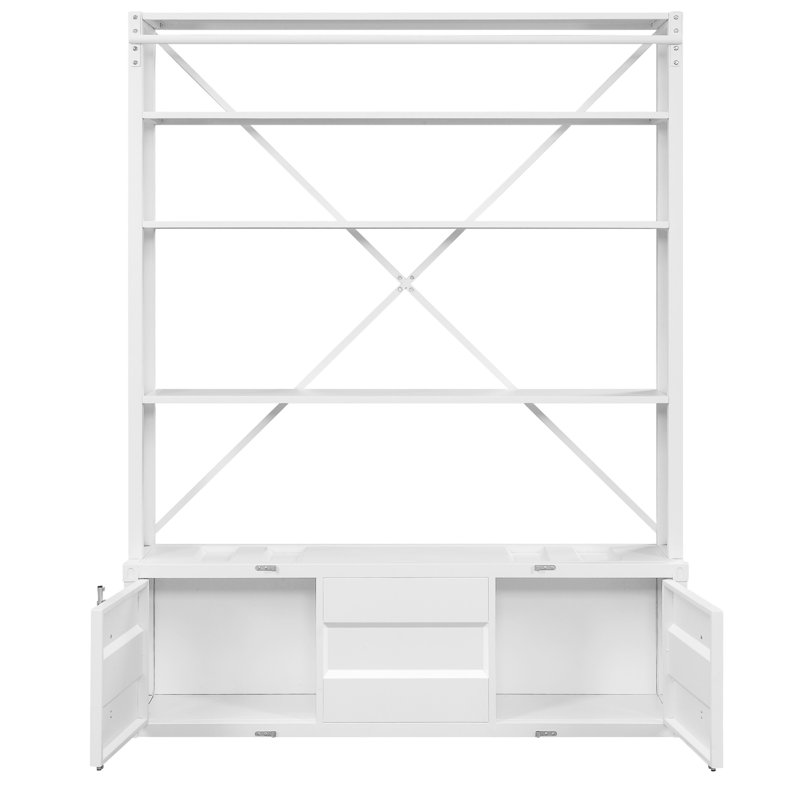 Industrial Cargo Bookcase With Removable Ladder And Spacious Storage, Perfect For Modern And Functional Living Spaces