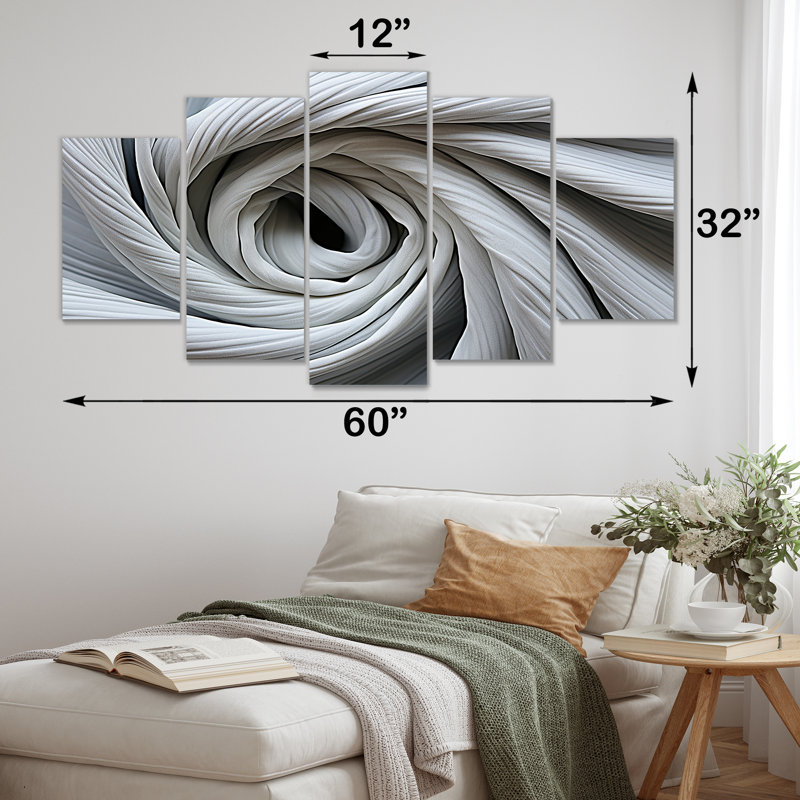 «Grey Spiraling Fractal Sprial I - Abstract Spirals Multipanel», ensemble d'art mural