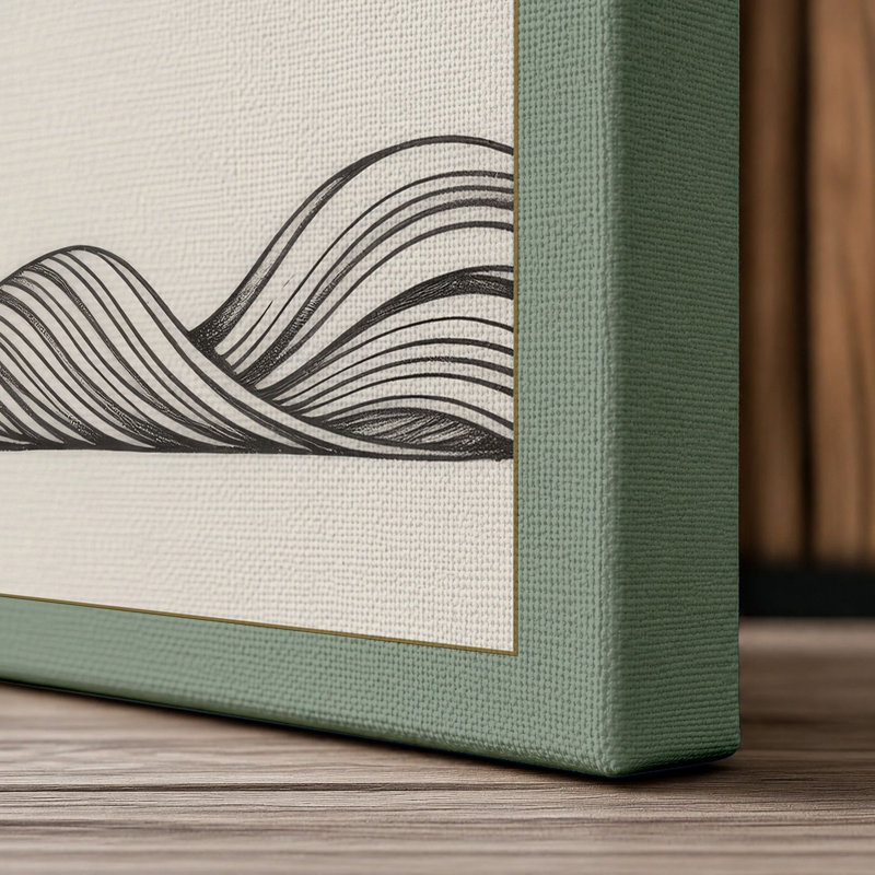Flowing Waves Japandi 1 Piece Wrapped Canvas Wall Art, 18x12 - 45.7 x 30.5 cm, Sage Border