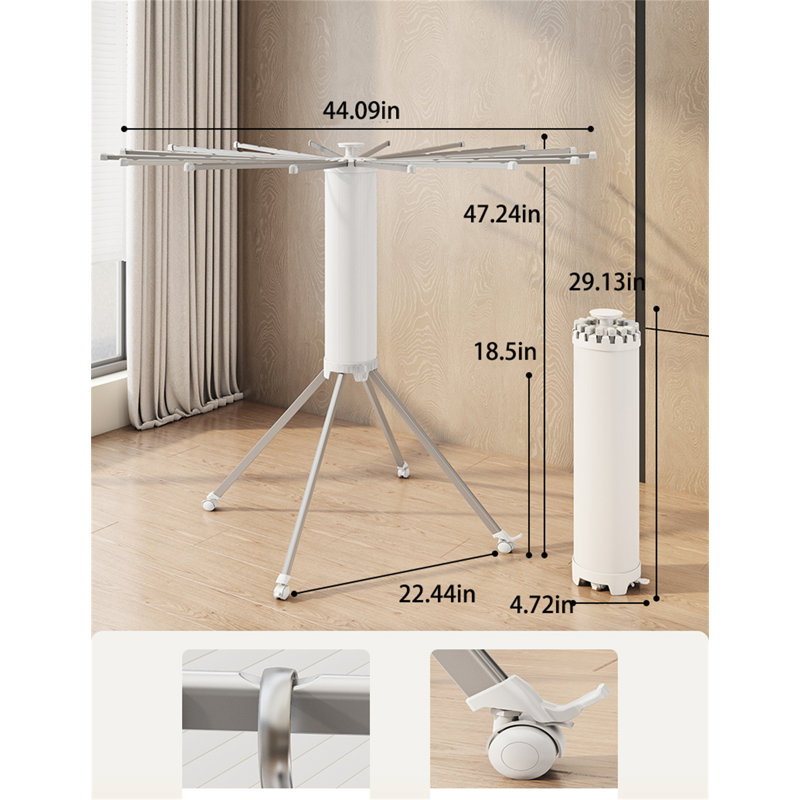Octomove Foldable Clothes Drying Rack, 47.24" H x 44.09" W x 22.44" D