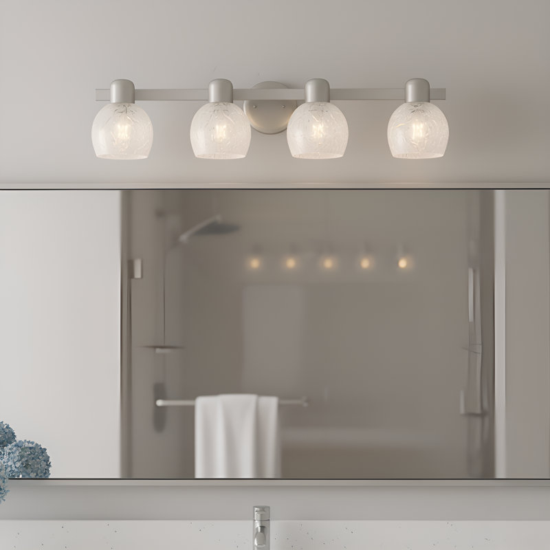Layton 4-Light Brushed Nickel Vanity Light, 7.25" H x 30.5" W x 6.5" D, 4 Lights