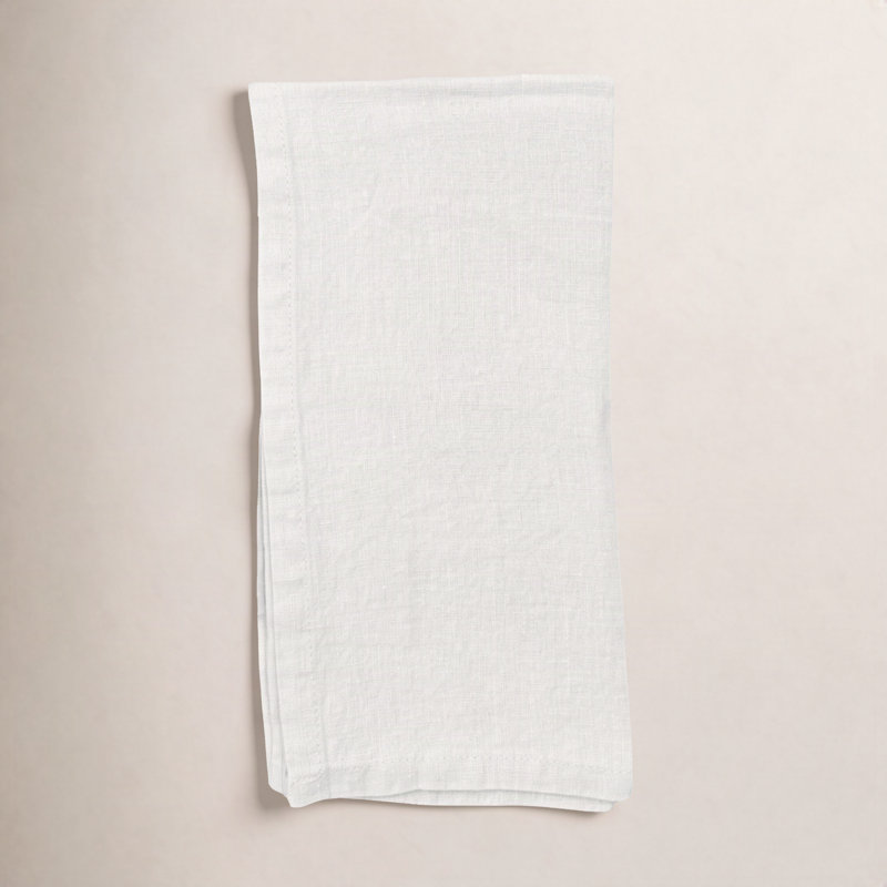  Stone Washed Linen Napkin, White
