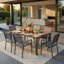 Ensemble repas 7 pièces de qualité supérieure pour patio avec table HDPS robuste et chaises Textilene