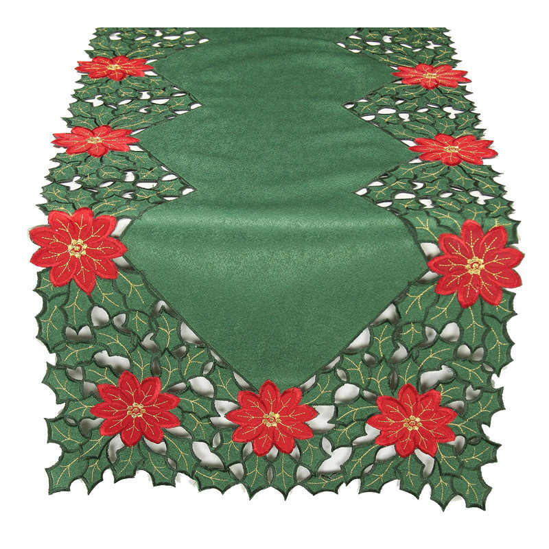 Shelli Embroidered Cutwork Holiday Table Runner, 34" L x 16" W