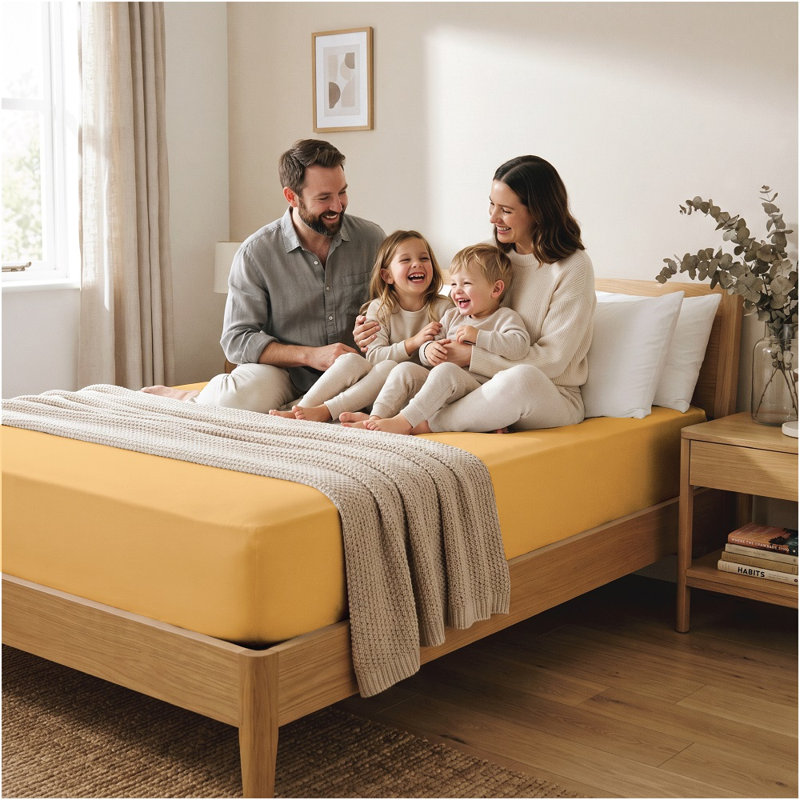 Pelletier Microfiber Plain Weave / Muslin Fitted Sheet, Kingsize (5'), Ochre
