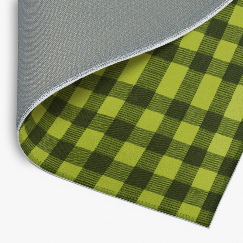 Checkered Green Indoor and Outdoor Area Rug, Rectangle 2' x 3'