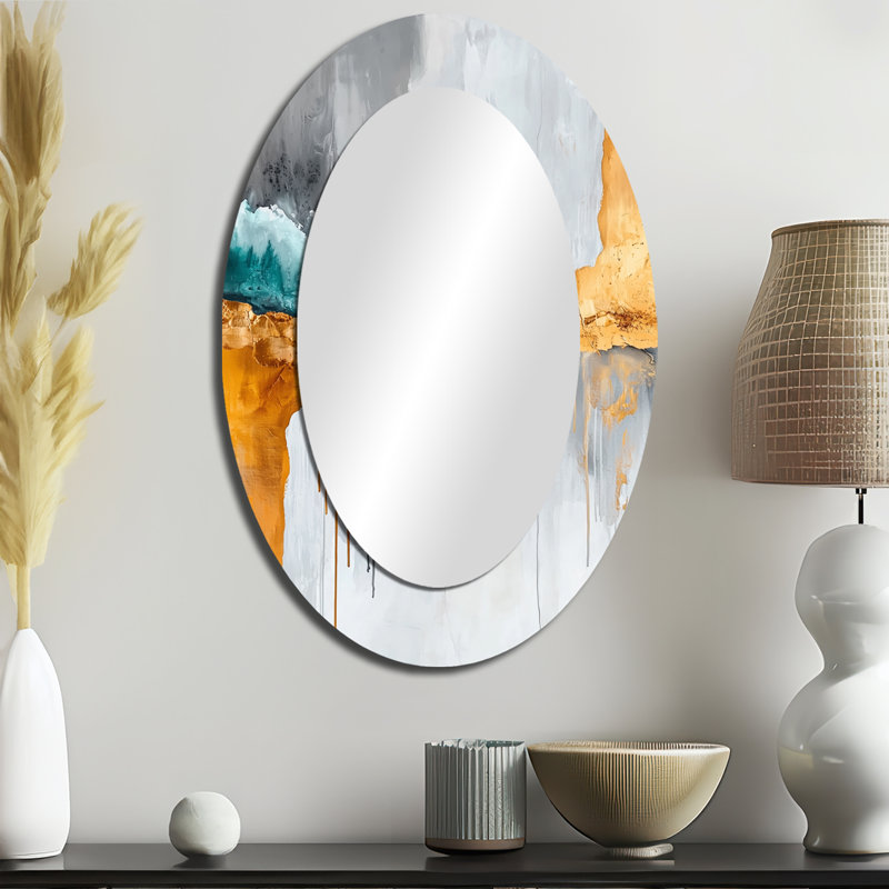 Miroir mural moderne contrastant harmonie de marbre gris et doré I, 36 po x 24 po