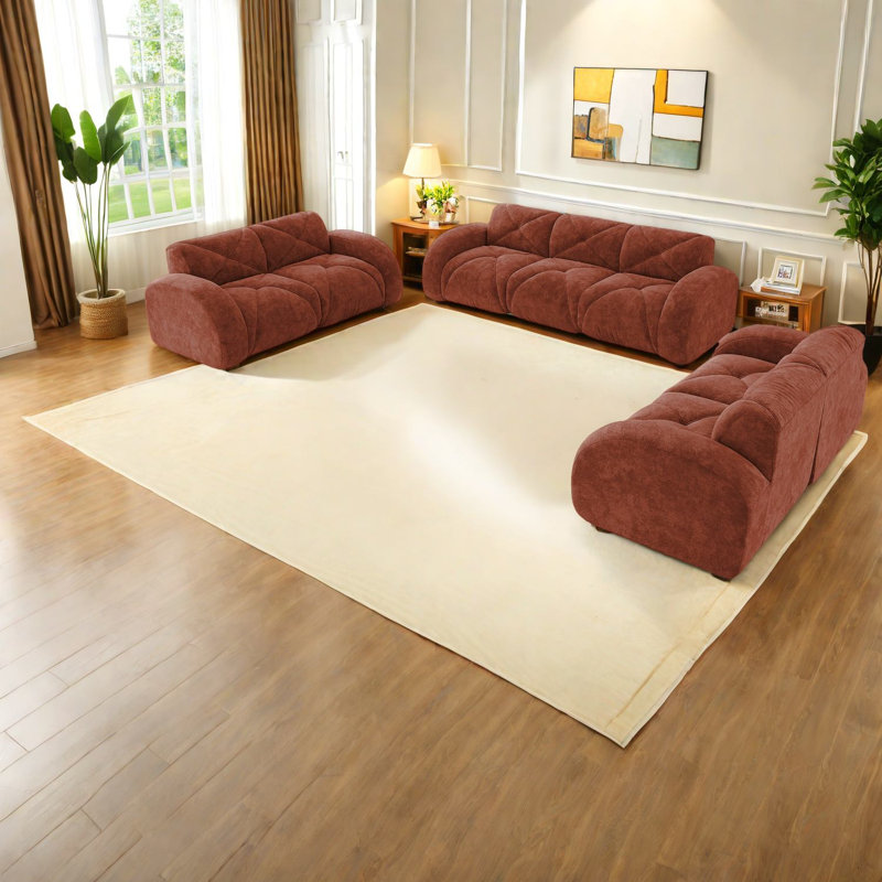 Modern Velvet Sofas Set, Comfortable Oversized Seating, No Assembly