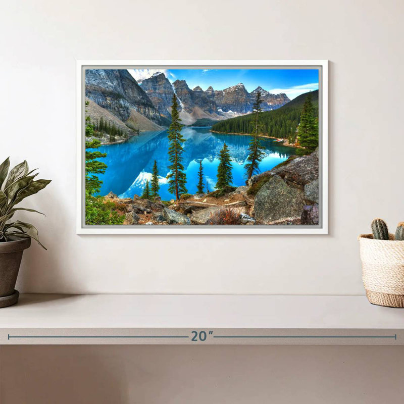 Moraine à Banff, Cadre flottant blanc, 13 po x 9 po