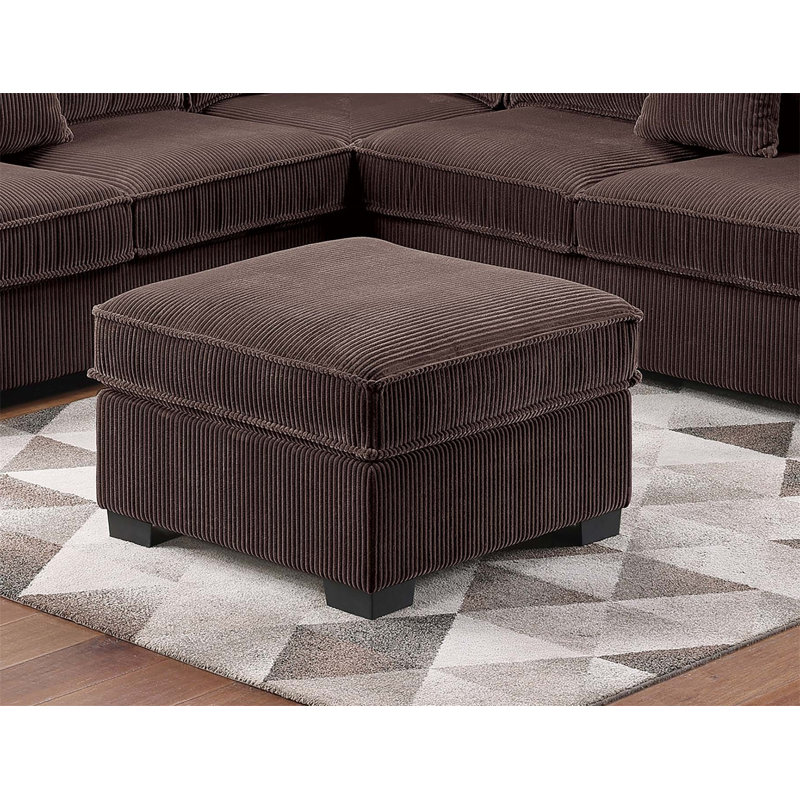 Modern Style 4Pc Sectional Set Right Arm And Left Arm Loveseat USB Port Plastic Legs Cocktail Ottoman Matching Two Pillows Chocolate Finish Primary Living Room