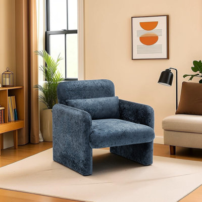 Fauteuil d'appoint moderne et contemporain recouvert de tissu bleu