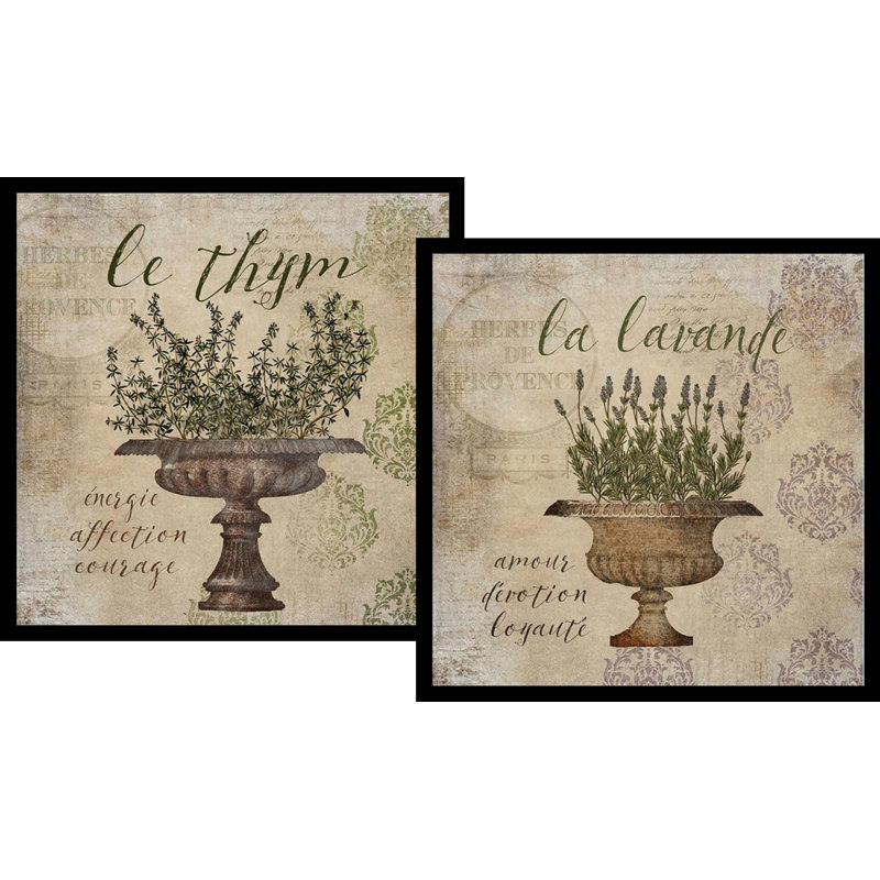 «Garden Herbs Lavender and Thym», ensemble de 2 reproductions d'impressions, H 16 po x l 16 po x P 4 po