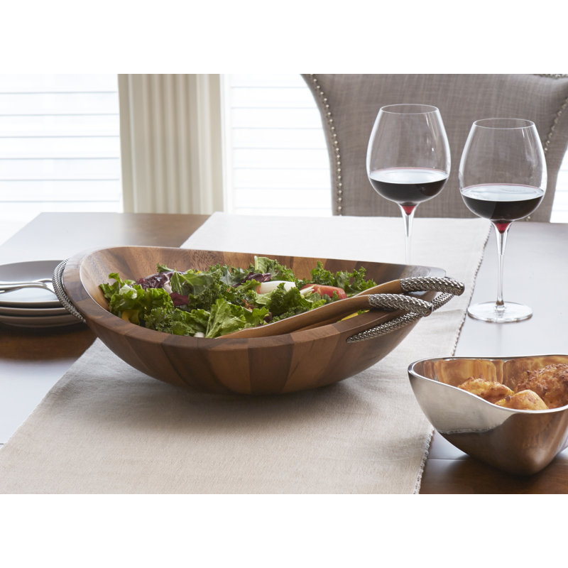 Nambe Braid Salad Bowl W/ Servers