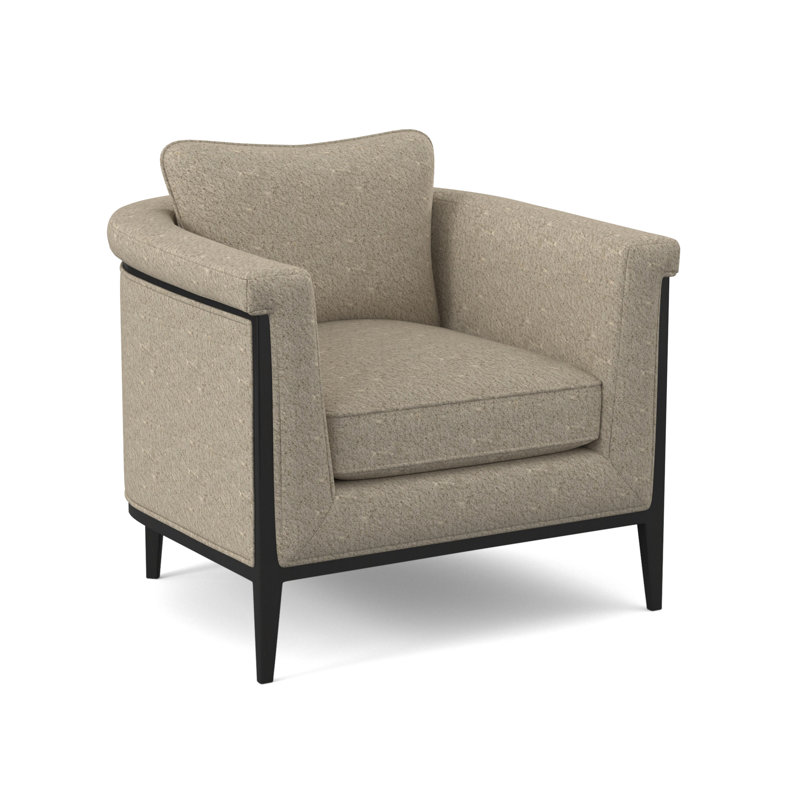 Fauteuil demi-tonneau Chalice, Lin de Venise, Espresso