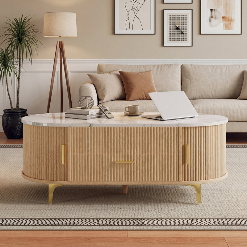 Liora Lift-Top Coffee Table with Hidden Storage, Natural