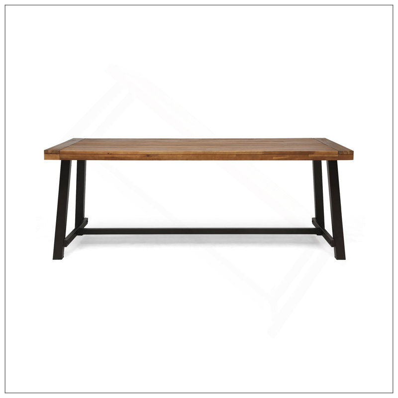 Table de salle à manger d'extérieur, Noir, Teck