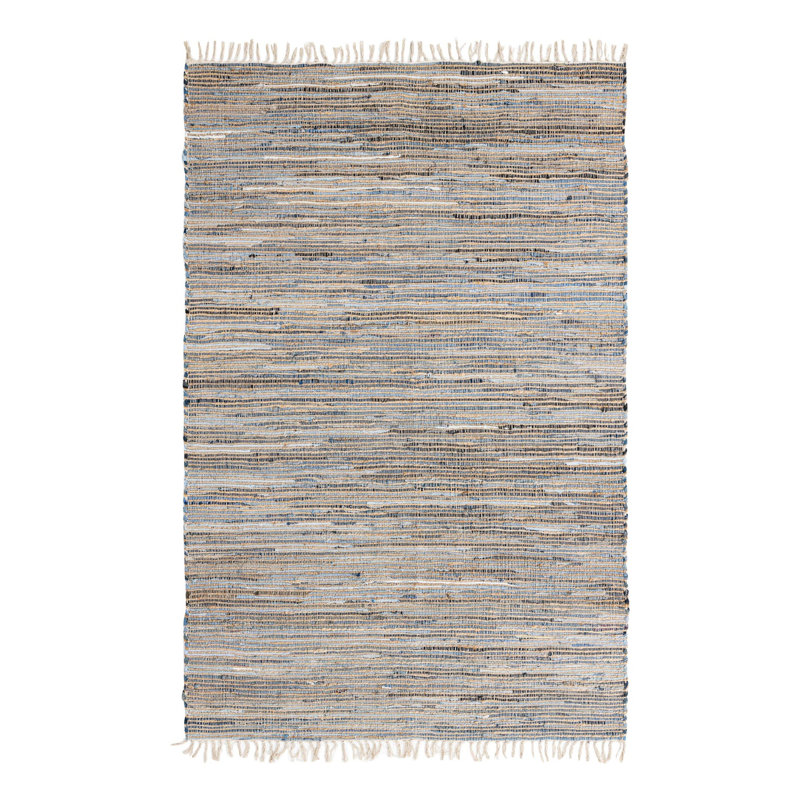 Holly-Rose Cotton Striped Indoor Rug, Rectangle 6'1" x 9'
