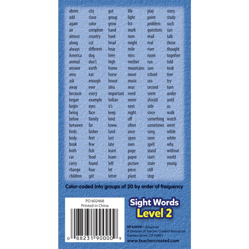 Edupress Sight Words, cartes éclair