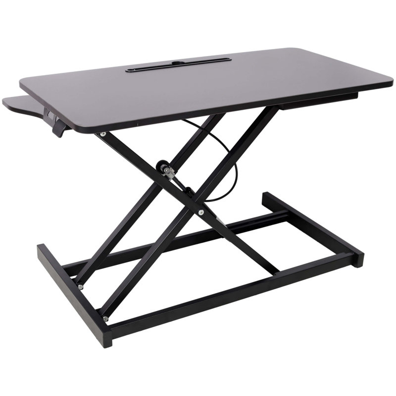 Bureau pour ordinateur portable à hauteur ajustable, poste de travail assis-debout réglable avec plateau à clavier, Noir