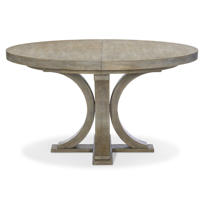 Transitional Pewter Finish Extendable Round Wood Dining Table