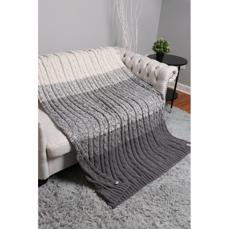 Jeté de luxe en tricot à dégradé de couleurs , Gris