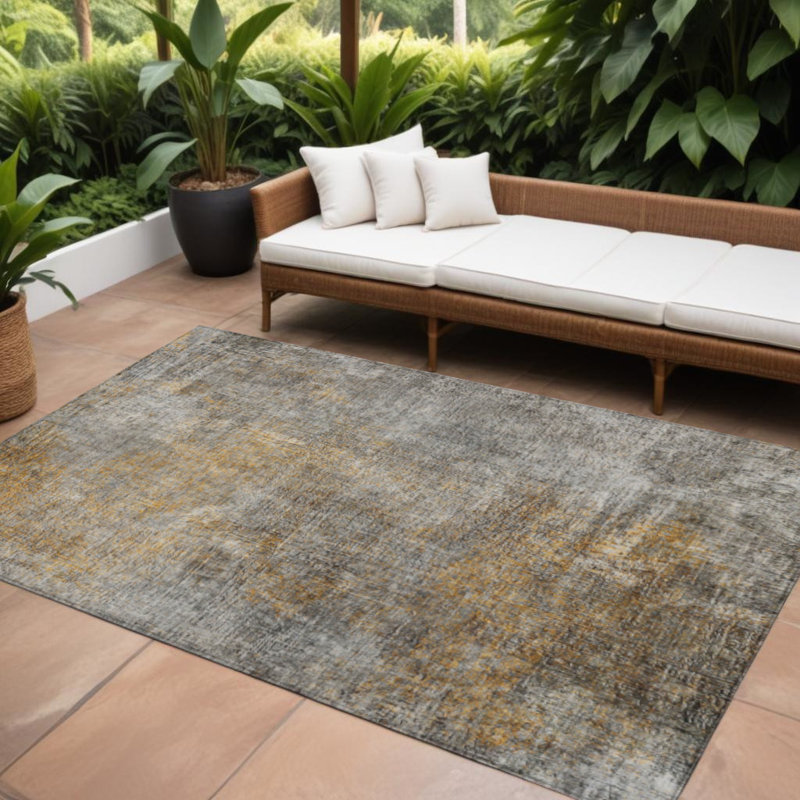 Tapis intérieur lavable abstrait argenté 10 pi x 14 pi